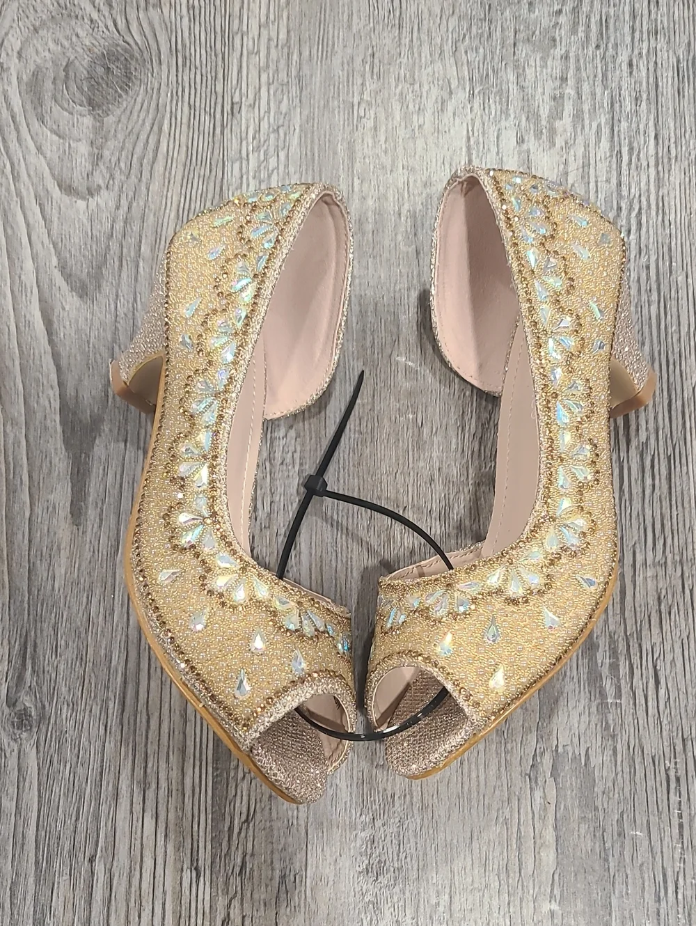 Bella Marie Truly Kids Rhinestones Slip On Girls Kitten Heels Sandals Dress Shoe